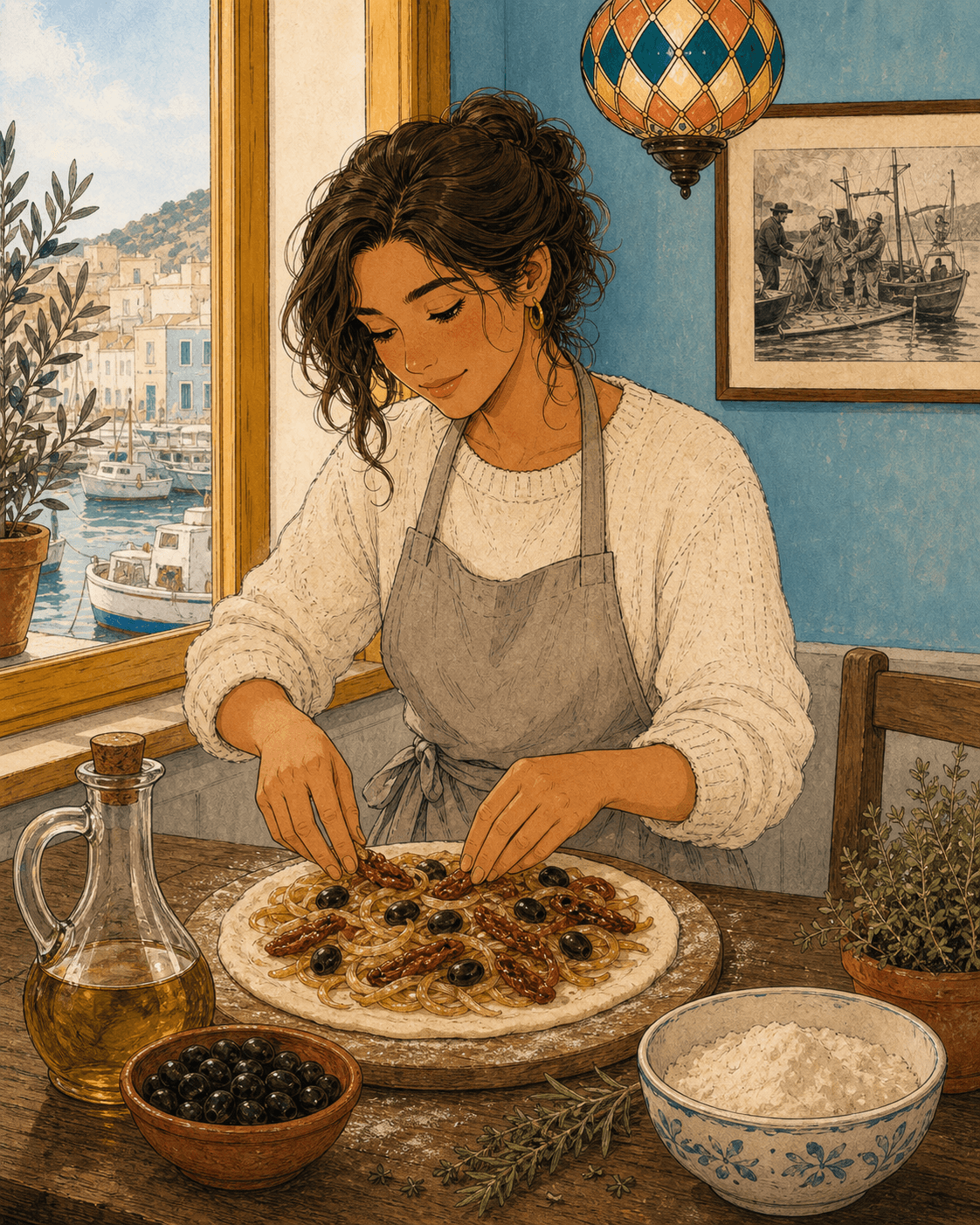 Marina prepara su coca en el concurso.