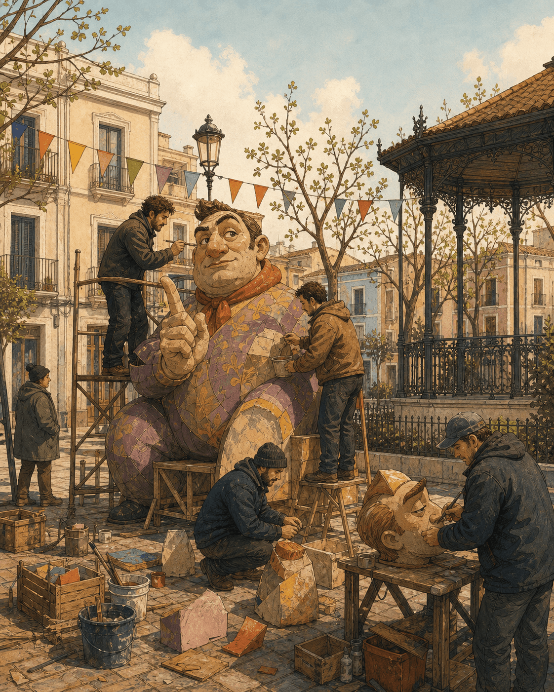 La Glorieta de Dénia se prepara para las Fallas.