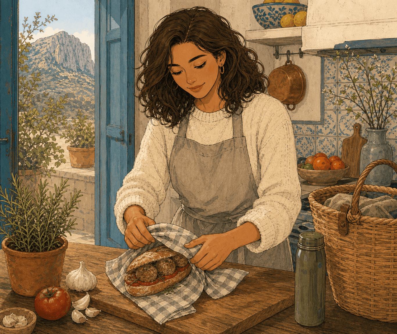 Marina prepara figatells.