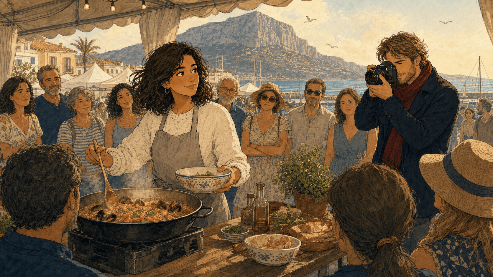 Marina cocina en un festival gastronómico de Dénia.