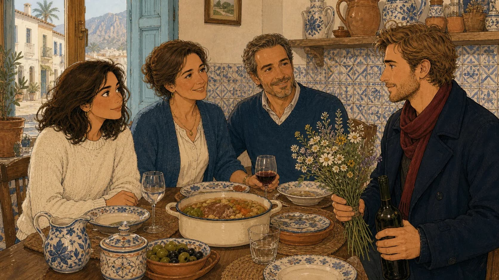 Sebastian comparte mesa con la familia Pons.
