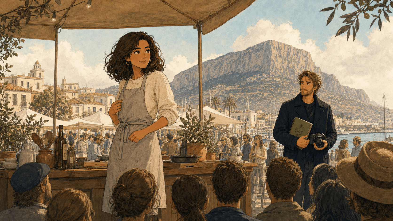 Marina y Sebastian en un festival gastronómico de Dénia.