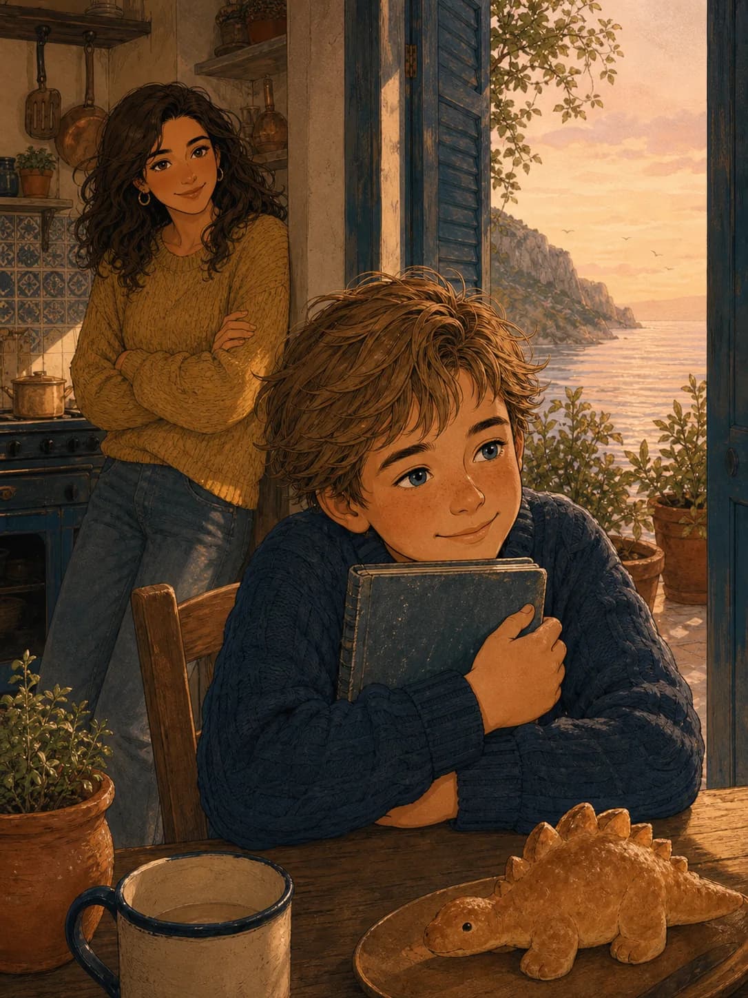 Adrián abraza el libro que guarda la historia de sus padres.