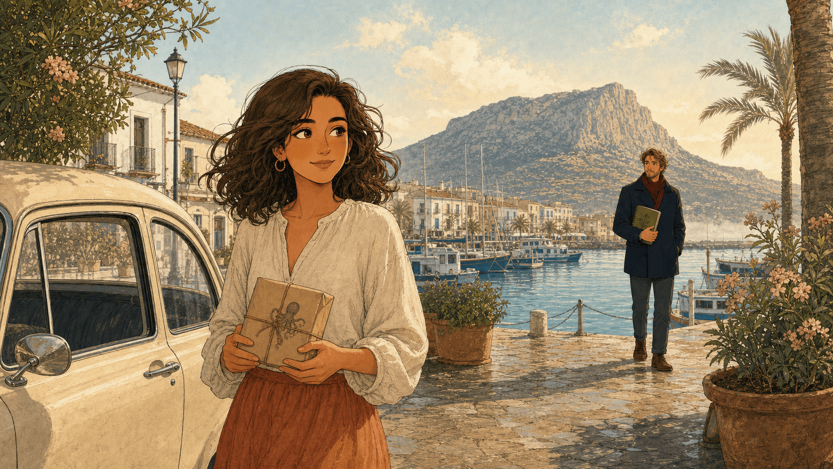 Marina y Sebastian, separados por la distancia, junto al puerto de Dénia en mayo.