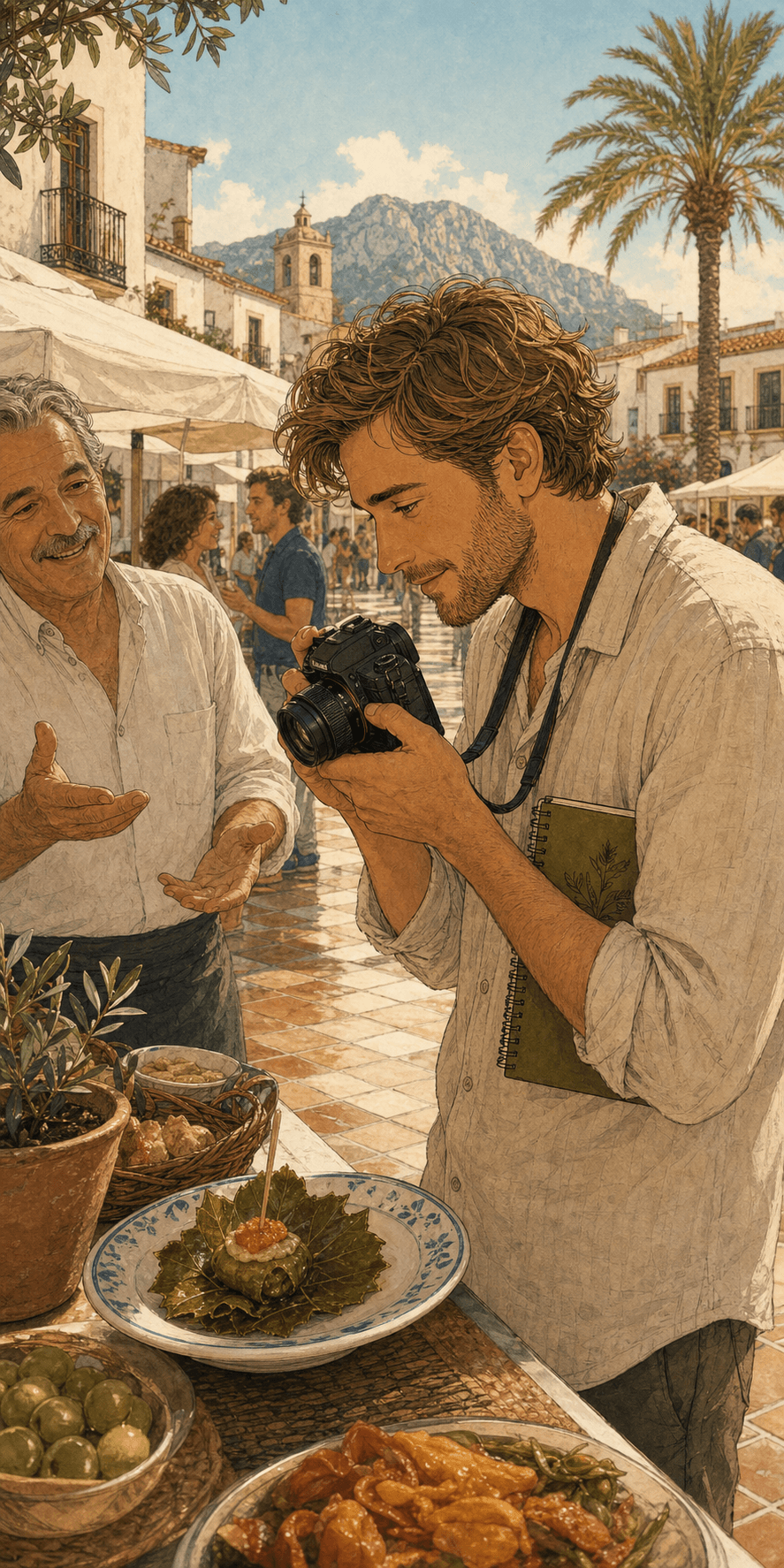 Sebastian fotografía una tapa durante una ruta gastronómica por Dénia.