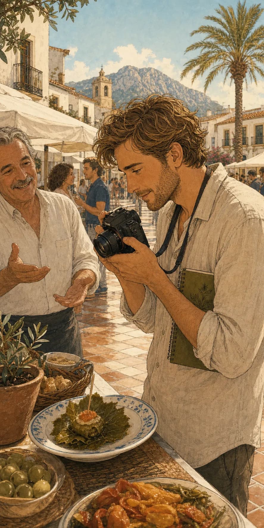 Sebastian fotografía una tapa durante una ruta gastronómica por Dénia.