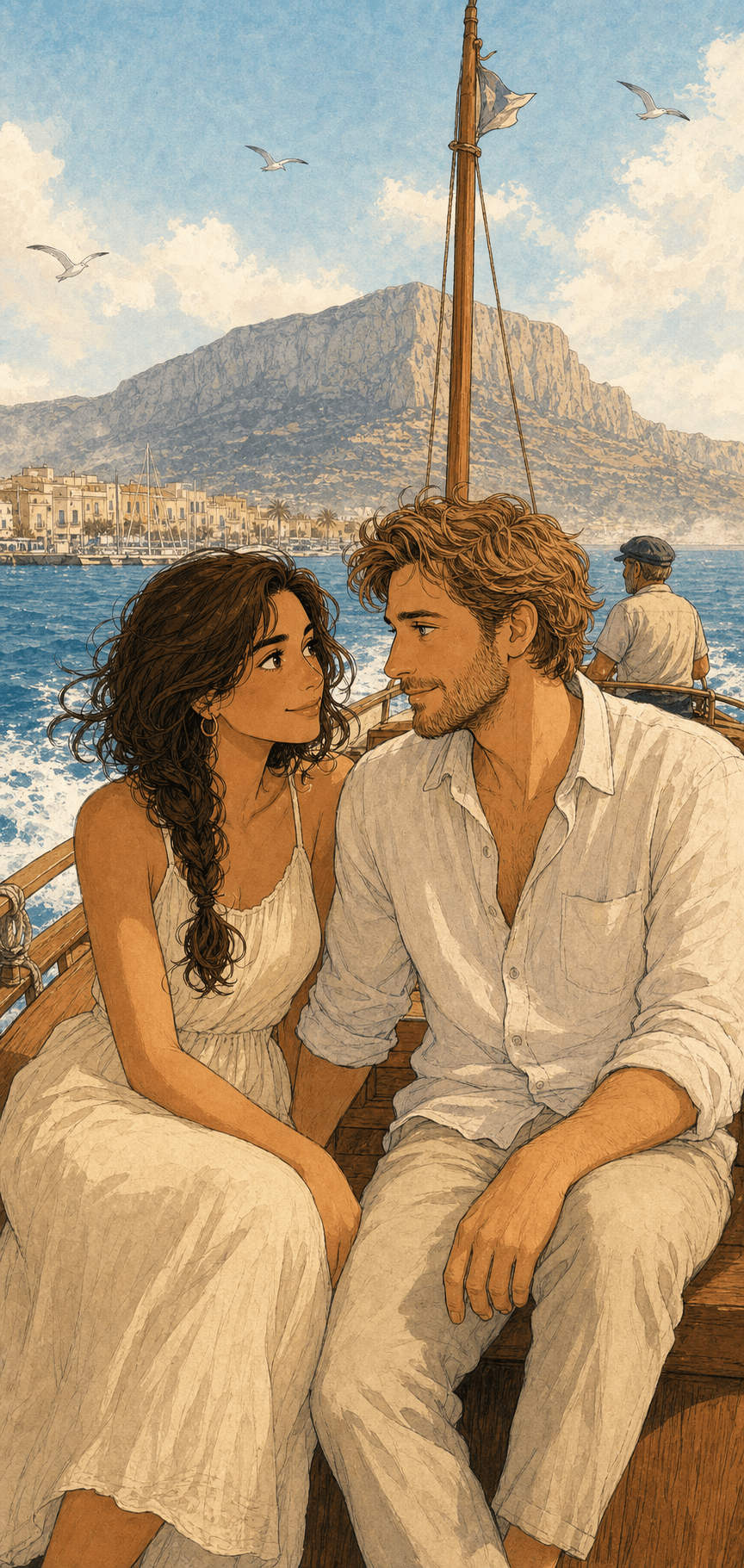 Marina y Sebastian navegan desde el puerto de Dénia.