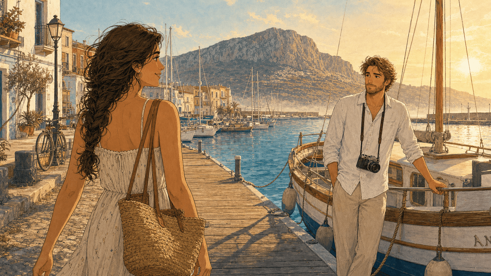 Marina llega al barco de Sebastian en el puerto de Dénia.
