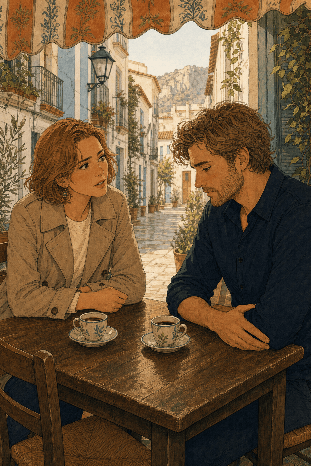 Sebastian conversa con Sophie en una cafetería de la calle Loreto.