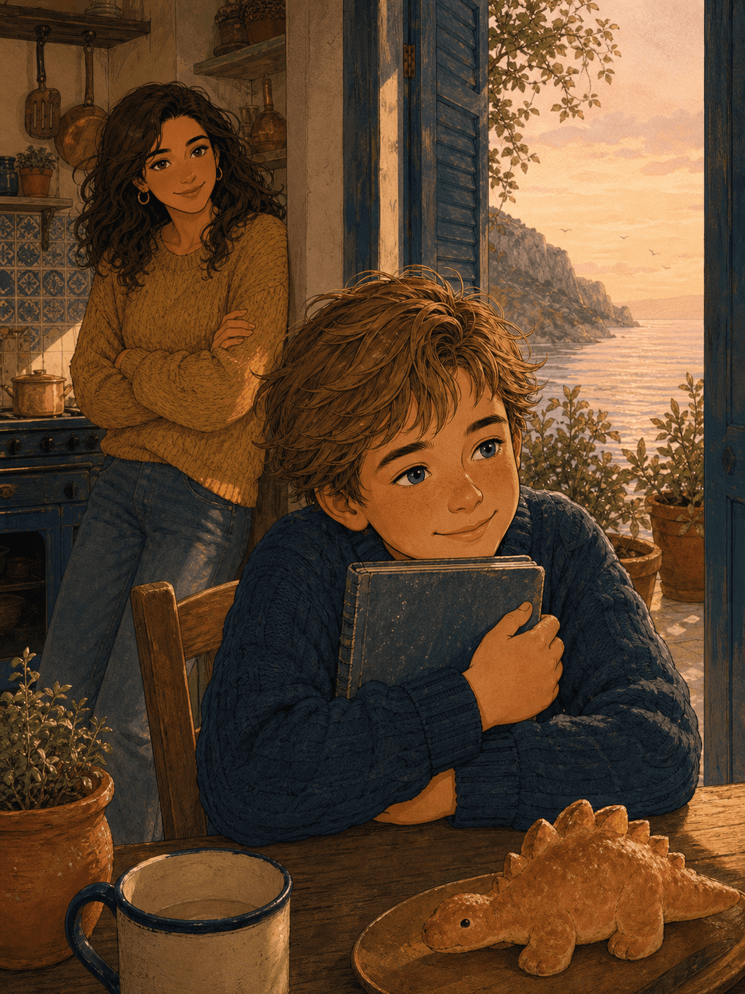 Adrián abraza el libro que guarda la historia de sus padres.