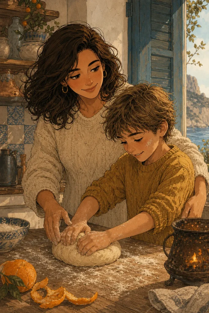 Adrián y Marina amasan pan en la cocina.